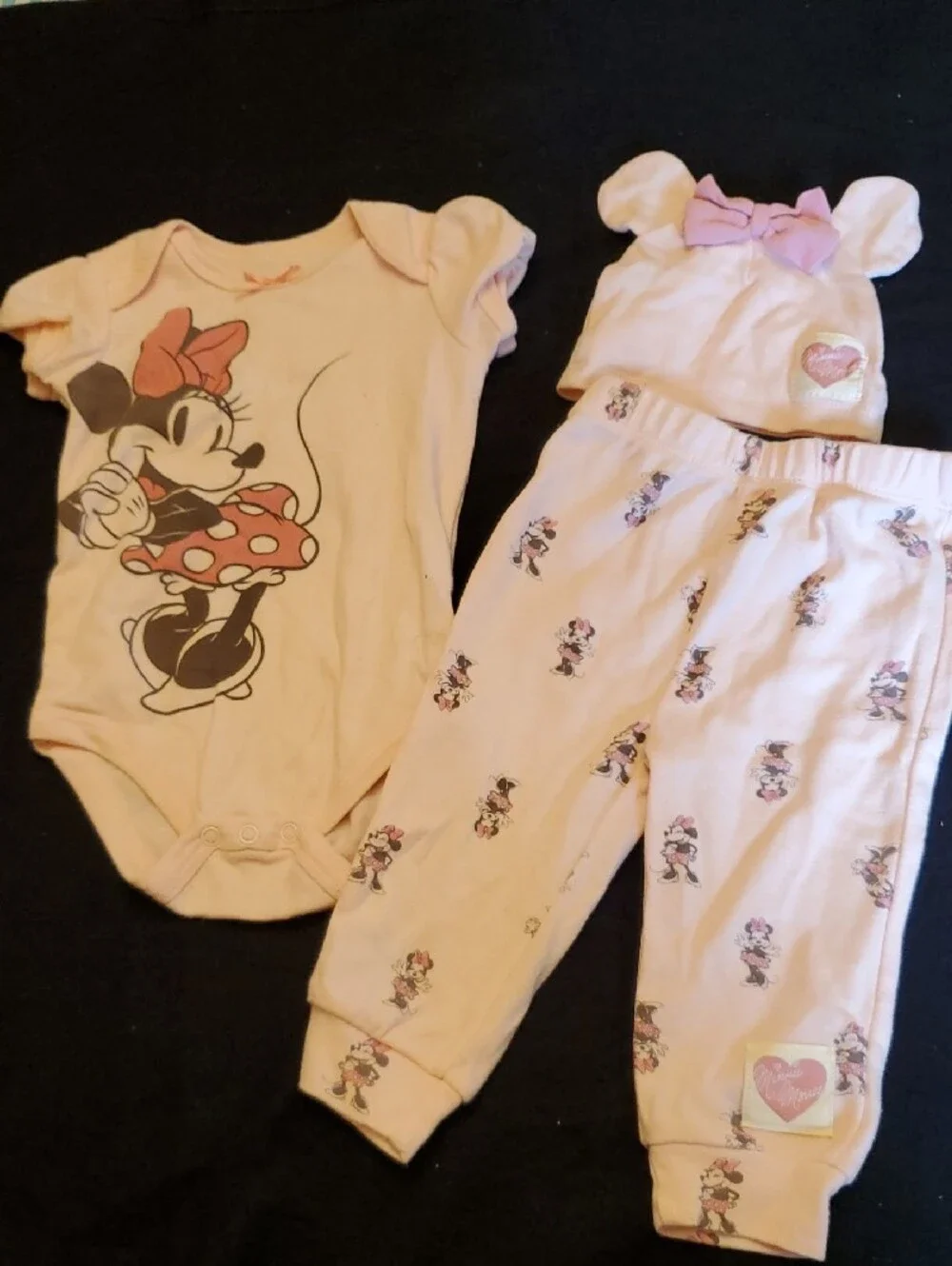 Two (Twin) Pink Disney Minnie Mouse Outfits With Hats